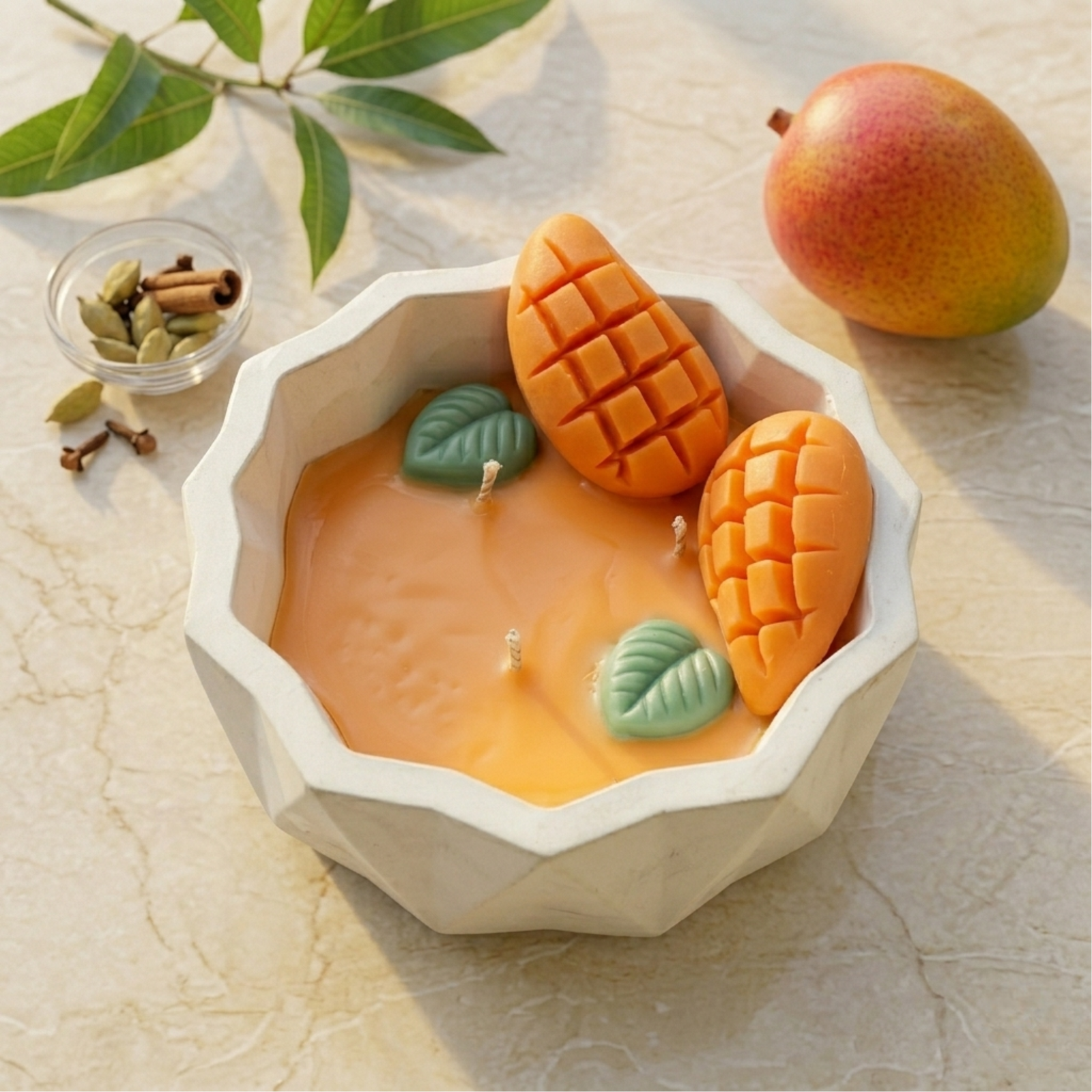 Mango Fragrance Concrete Bowl Candle